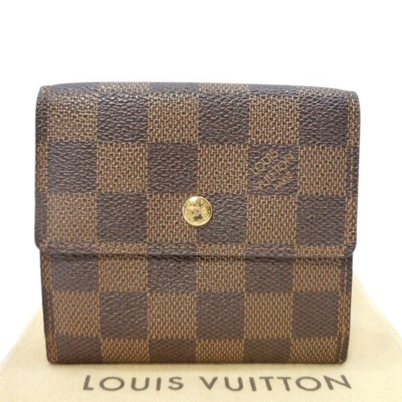 Authentic LOUIS VUITTON Portefeuille Elise Wallet N61654 Damier Ebene - Picture 1 of 12